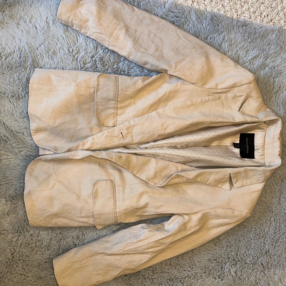 Banana Republic Beige Linen-Blend Blazer